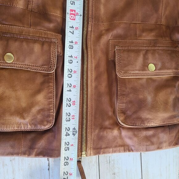 Black Rivet Brown Leather Hooded Jacket Coat Faux Fur Flannel Lined Rugged XL - Picture 5 of 9